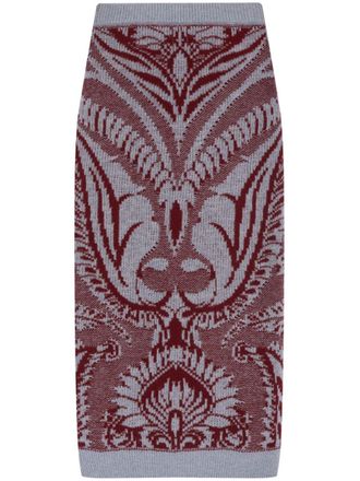 Etro intarsia-knit wool skirt - women - Wool - 38 - Grey