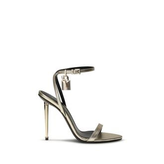 Tom Ford Gold Goatskin Stiletto Heel Womens Sandals