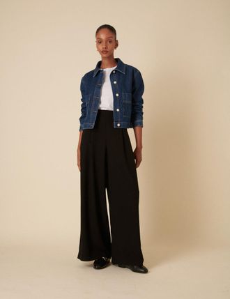 Nobody's Child Black Pleated Wide Leg Zeena Trousers