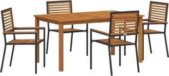 vidaXL Garden Dining Set 9 pcs Grey and Brown Poly Rattan vidaXL