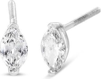 House of Brilliance 14K White Gold 1/2 Cttw Marquise Solitaire Lab Grown Diamond Stud Earrings at Nordstrom