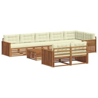 vidaXL Conjunto De Sof&aacute;s De Exterior Con Coj&iacute;n 9 Pcs Natural Y Crema Vidaxl