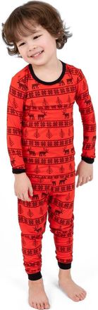 Leveret Kids Viscose Matching Family Holiday Pajamas, Reindeer & Polar Bear Prints at Nordstrom, Size 3T