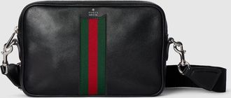 Gucci Web Trademark Small Crossbody Bag, Black, Leather