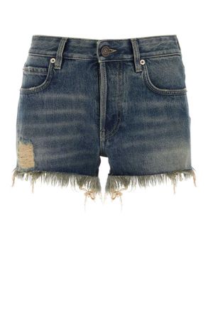 Balenciaga Denim Patch Logo Shorts