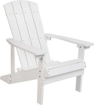 Flash Furniture Commercial All-Weather Poly Resin Wood Adirondack Chair in White