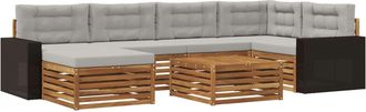 vidaXL Conjunto De Sof&aacute;s De Exterior 7 Uds. Natural Y Gris Claro Vidaxl