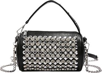 Generic Rivet Shoulder Bag - Punk Square Shoulder Bag 2024 | Square Cylinder Shoulder Bag, Fashion Studded Rock Tote Bags for Women and Girls, Black, riferime