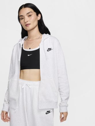 Nike Womens Nike Sportswear Club Fleece Full-Zip Hoodie in Brown | DQ5471-051
