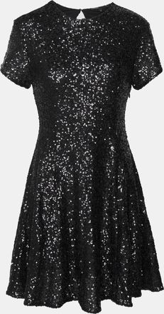 Maje Black Sequin Flared Mini Dress