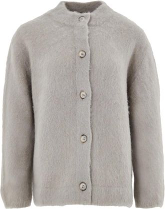 Gran Sasso Cardigans, female, Gray, M, Cardigan with Korean Collar