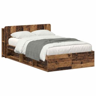 vidaXL Telaio Del Letto Con Storage Legno Antico 120 X 190 Cm Vidaxl