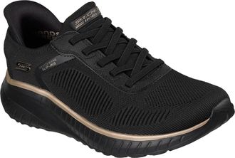Skechers BOBS Sport Squad Chaos Textile Womens Black /Rose Gold Trainers - Size UK 5