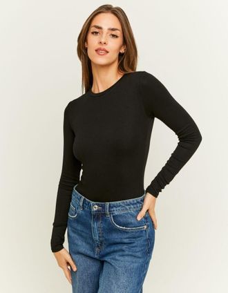 Tally Weijl Langarmbody TALLY WEIJL SBOCOCOSYM, Damen, Gr. M, N-Gr, schwarz, Jersey, Obermaterial: 100% Baumwolle, unifarben, figurbetont normal, Rundhals, Bodys 