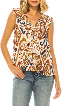 A Collective Story Ikat Ruffle Trim Top in Snow White at Nordstrom, Size X-Large