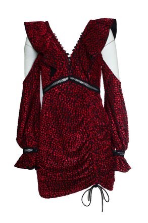 Self Portrait Self portrait, V neck frill mini dress in red