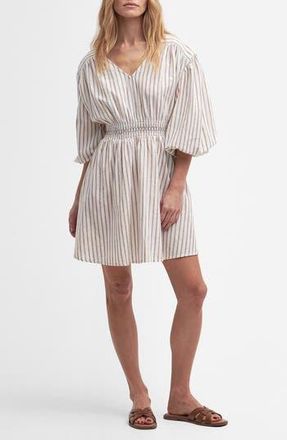 Barbour Ella Stripe Minidress in White/tannin at Nordstrom Rack, Size 12 Us / 16 Uk
