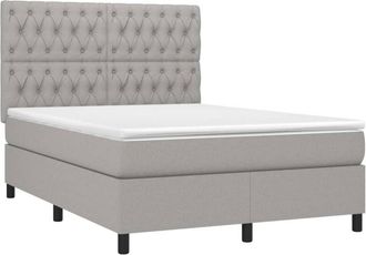 vidaXL Vidaxl - Cama Box Spring Colch&oacute;n Y Luces Led Tela Gris Claro 140x190 Cm