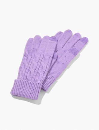 Talbots Tweed Knit Gloves - Winter Plum Heather Tweed - 001 Talbots