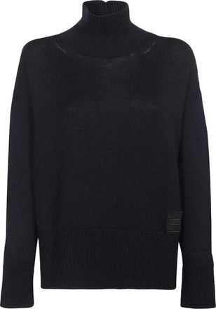 Dondup Geribbelde wollen trui - Dames - Coltruien - Blauw - XS - Wol - Truien & Vesten