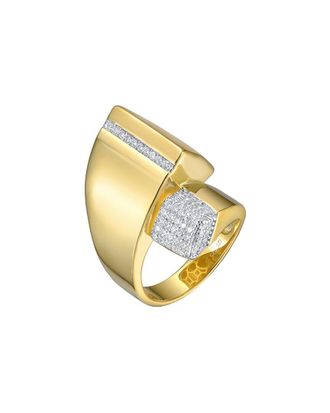 Genevive 14K Over Silver Cz Statement Ring