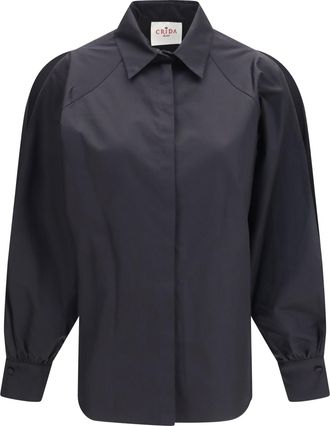 Crida Milano Womens Shirt Mughetto Black Cotton