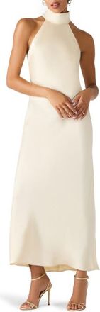 Steve Madden Lara Satin Bias Cut Maxi Dress in Cream at Nordstrom, Size X-Small