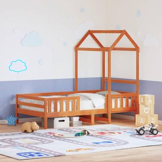 vidaXL Vidaxl - Estructura De Cama Con Techo Madera Pino Marr&oacute;n Cera 100x200 Cm