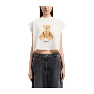 Palm Angels T-Shirts, female, White, Size: XS Bear Boxy Tank Top