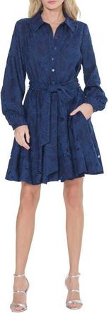 Ciebon Serane Eyelet Embroidery Long Sleeve Minidress in Navy at Nordstrom, Size X-Small