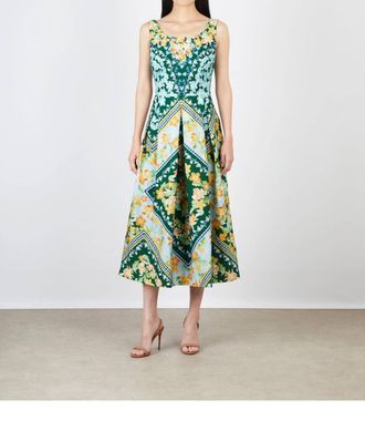 Saloni Martine Textured Cloque Dress In Bellis Wreath