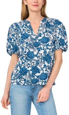 CeCe by Cynthia Steffe Printed Puff Sleeve Top in Bright White at Nordstrom Rack, Size Medium
