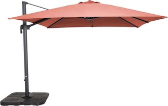 Oviala Parasol exc&eacute;ntrico rot. 3x3m + 4 bases para llenar alu terracota