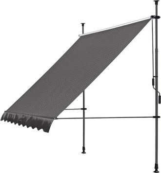 Quick-Star Quick-star - Klemmmarkise 300 X130cm Grau Balkonmarkise Sonnenschutz Terrassen&uuml;berdachung H&ouml;henverstellbar Von 200-290cm Markise Balkon Ohne Bohren