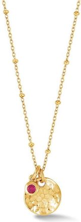 Dower & Hall Hammered Disc & Ruby Array Necklace in Yellow Gold Vermeil at Nordstrom, Size 18