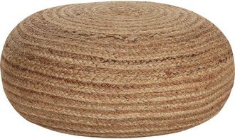 Beliani Puf Boho De Yute 50 Cm Redondo Con Relleno Eps Beige Natural Tifelt