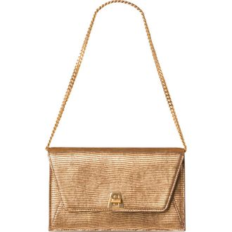 Akris Anouk Lizard Embossed Metallic Leather Shoulder Bag in Bronze Gold at Nordstrom