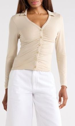 Rag & Bone Lucy Ruched Polo Button-Up Shirt in Sndst at Nordstrom Rack, Size X-Small