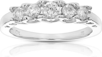 Vir Jewels 1/2 cttw 5 Stone Diamond Engagement Ring 10K White Gold Wedding Bridal