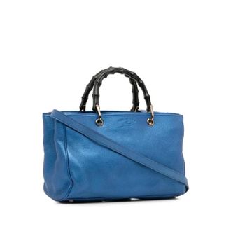 Gucci Pre-owned Handbags, female, Blue, Size: ONE SIZE Pre-owned Bamboo Shopper