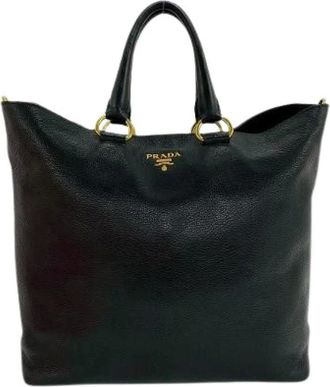 Prada Pre-owned Tote Bags, female, Black, Size: ONE SIZE Pre-owned Leather 2way Handbag