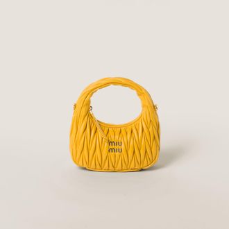 Miu Miu Wander Matelass&eacute; Nappa Leather Hobo Bag, Woman, Sunny Yellow