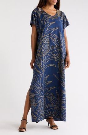 Tori Richard Pineapple Isle Amari Caftan in Navy at Nordstrom Rack, Size Small