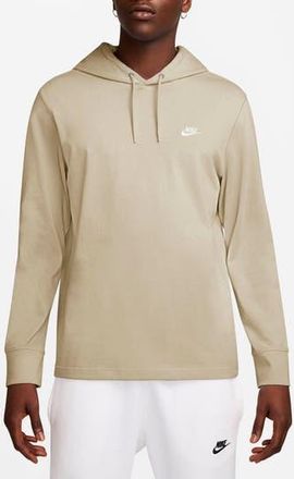 Nike Club Cotton Brushed Fleece Hoodie in Light Khaki/White at Nordstrom Rack, Size X-Large