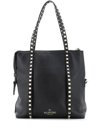 Valentino Garavani Rockstud Belted Soft Leather Medium tote bag - Nero