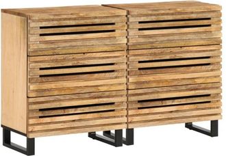 vidaXL Sideboards 2 pcs 60x34x75 cm Solid Wood Rough Mango vidaXL