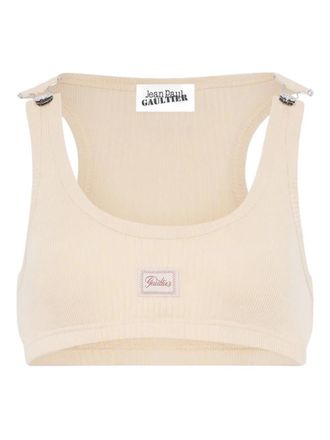 Jean Paul Gaultier Geribbelde top - Beige