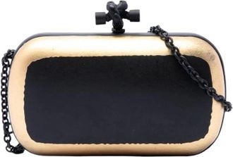 Bottega Veneta Pre-owned Knot Frame Crossbody - Dames - Vintage Clutch - Zwart - ONE Size - Leer - Vintage
