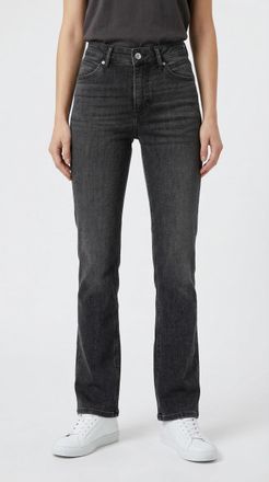 MAC Broeken Straight-Jeans MAC MACMELANIE, Damen, Gr. 34, L&auml;nge 32, grau basic, Denim/Jeans, Obermaterial: 77% Baumwolle, 10% Polyester, 10% Viskose, 3% Elasthan,