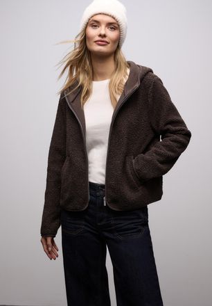 Street One Strickfleecejacke STREET ONE, Damen, Gr. 38, molten earth, Web, Obermaterial: 100% Polyester, regular fit h&uuml;ftbedeckend, Rundhals, Jacken Strickfleece